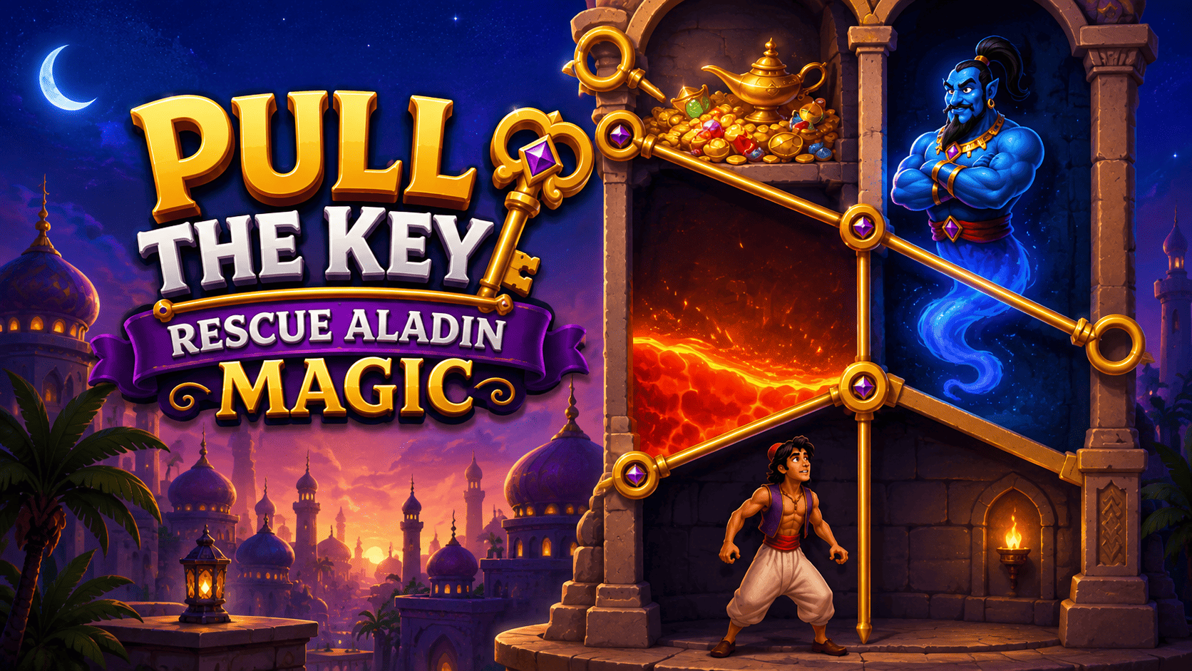 لعبة Pull The Key Rescue Aladin Magic